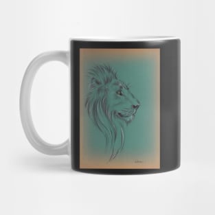 "Lion" - Prisma pencil drawing on vintage paper Mug